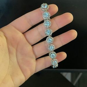 CZ aquamarine sterling silver bracelet